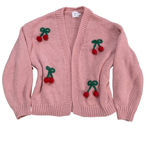 Anthropologie Luna Ivy Pink 3D Cherry Knit Cardigan Sweater Small Chunky Spring - Picture 11 of 12
